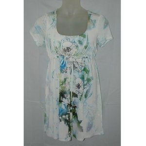 LIKE NEW White Sublimation Sz Jr XL Stretchy Jersey Knit Empire Waist Dress